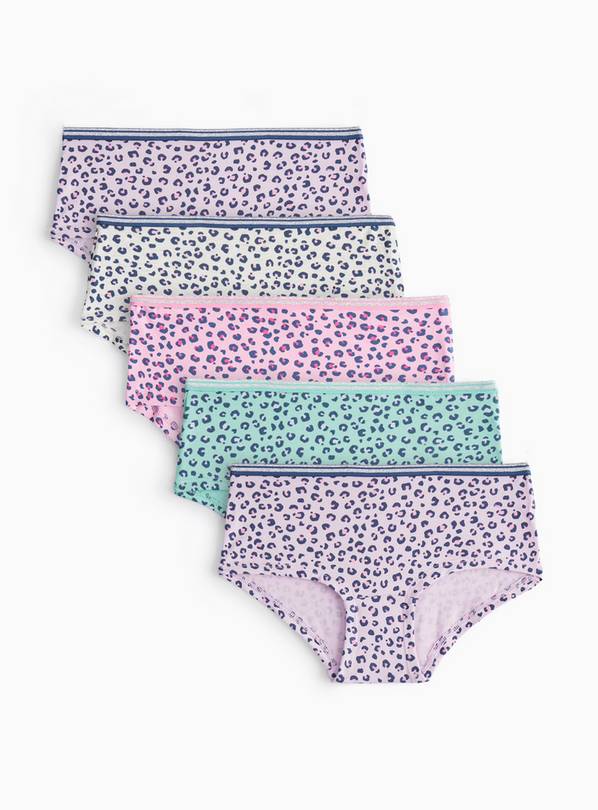 Leopard Print Short Briefs 5 Pack 8-9 years